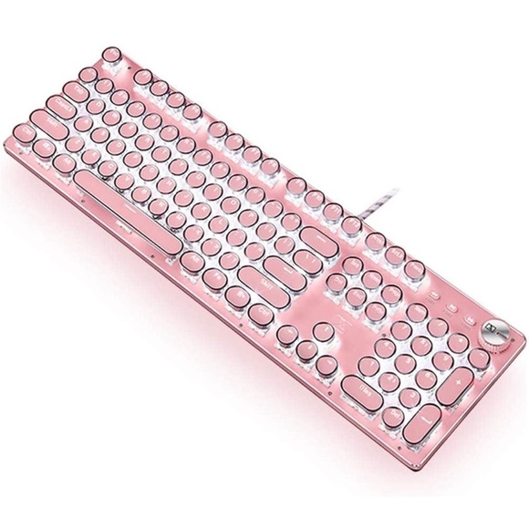xinmeng Other - pink mechanical typewriter style round keys keyboard